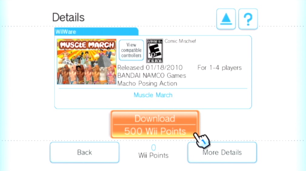 Downloading Muscle March from the Wii Shop Channel