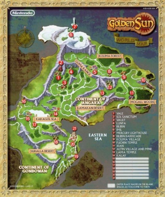 Golden Sun Manual Map