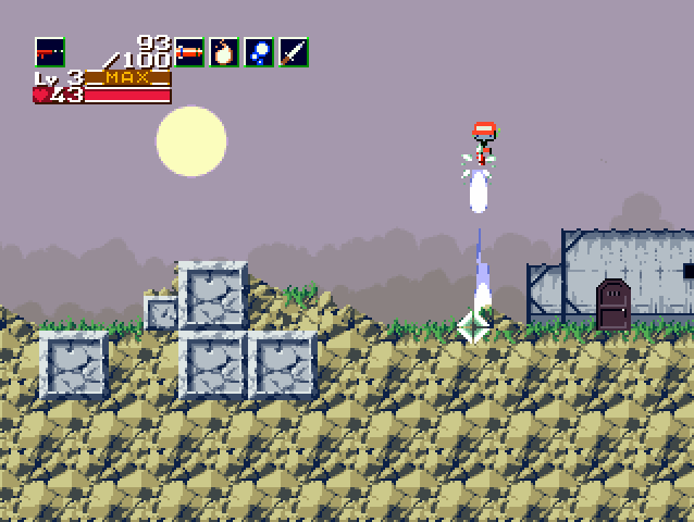 Flying with a Machine Gun in Cave Story