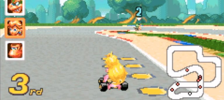 Peach Racing on an SNES Track