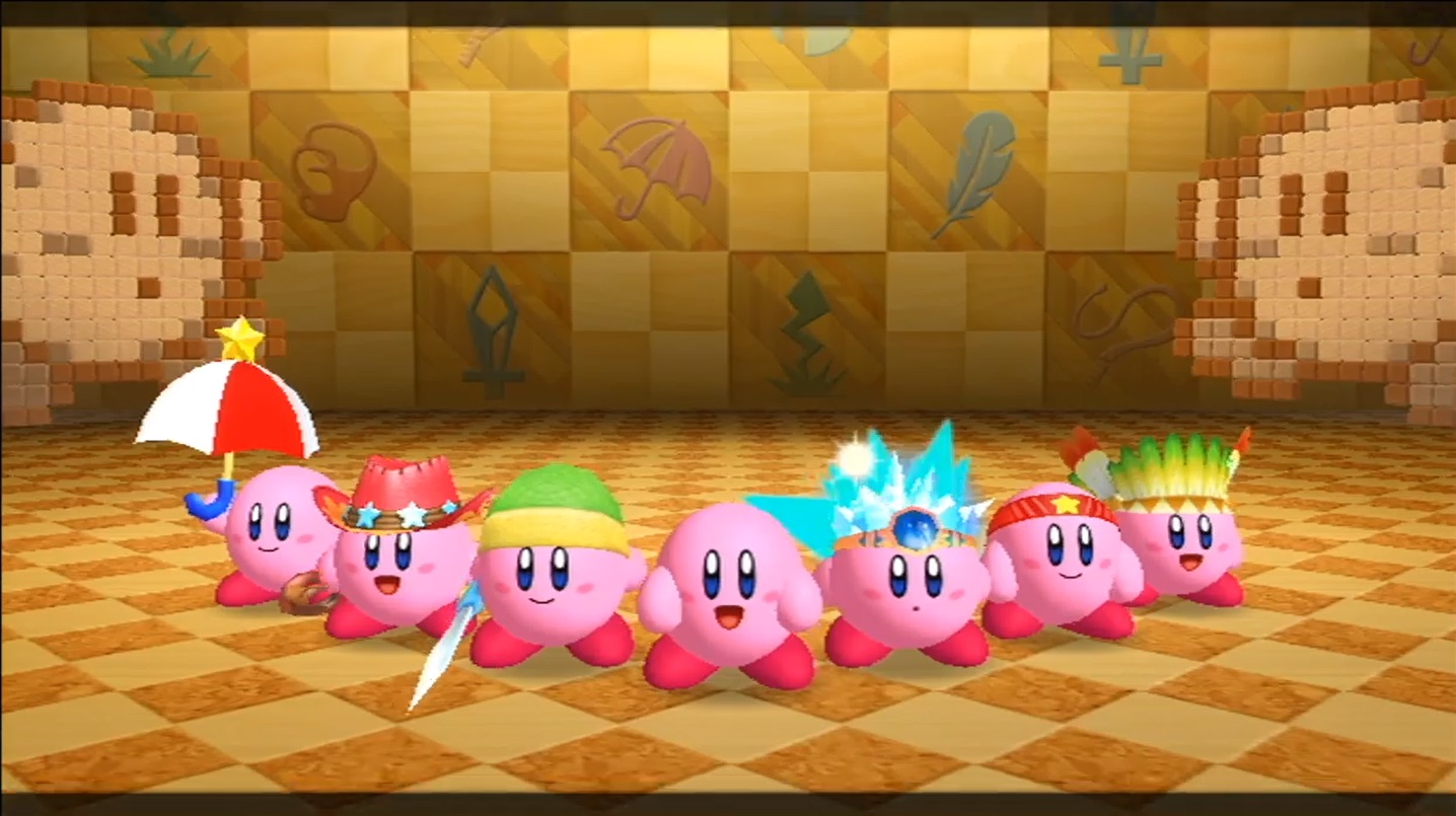 Powered up Kirbies Lined Up