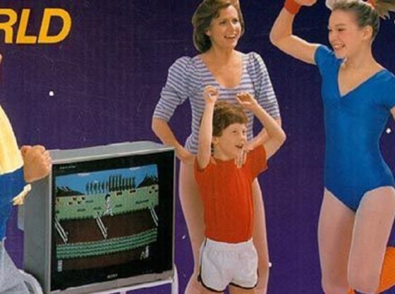 Family Exercising in Front of the NES