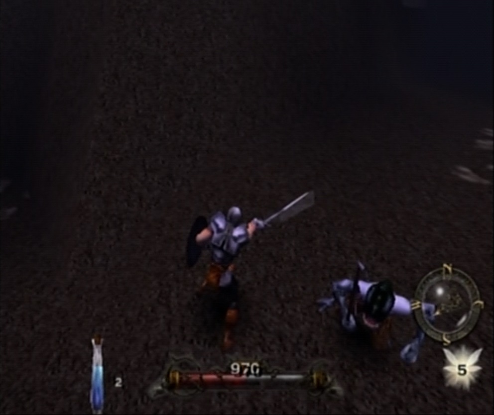 Knight Stabbing at Goblin