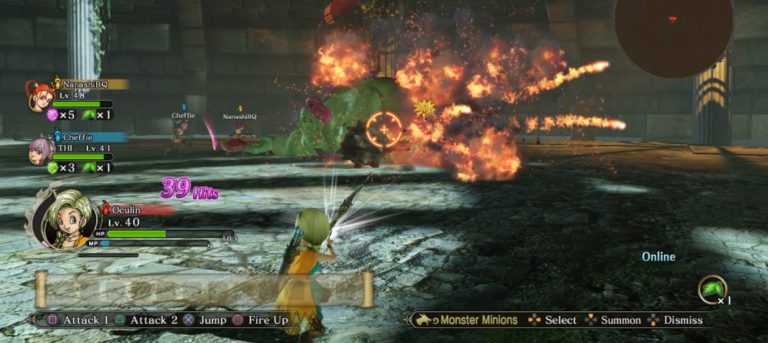 Dragon Quest Heroes II Firing Explosive Arrows at Boss