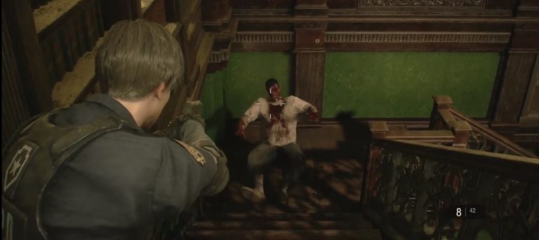 Leon Shooting the Zombie